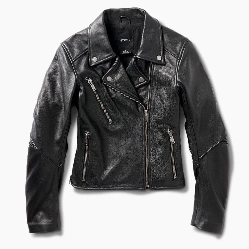 New ATWYLD Bader Moto Jet Leather Jacket – Black - Size: Large (L / 10 / 12)